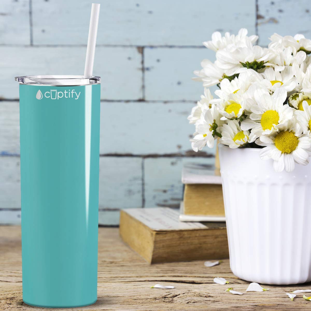 Cuptify 20 oz Stainless Steel Vacuum Insulated Travel Mug with Lid - Seafoam Gloss Finish, Double Wall Insulation for Hot & Cold Drinks - Perfect for Commuting, Office, Hiking and Outdoor Activities