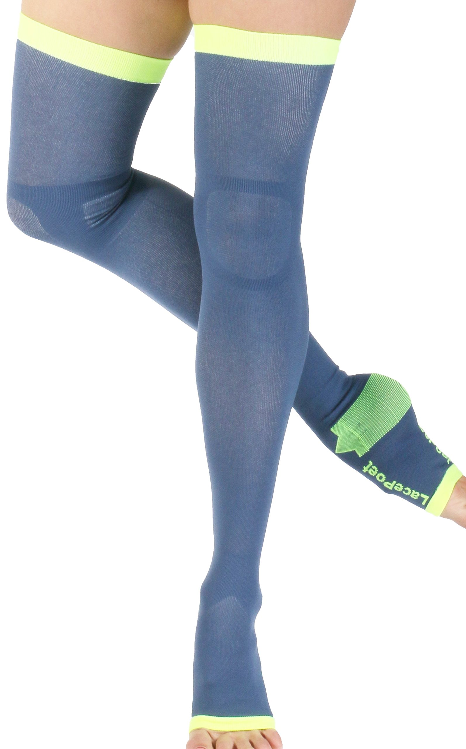 Lace Poet Yoga & Sleep Thigh High Compression Toeless Socks for Women - Multiple Colors - Comfortable Support for Yoga, Running, Relaxation & Travel