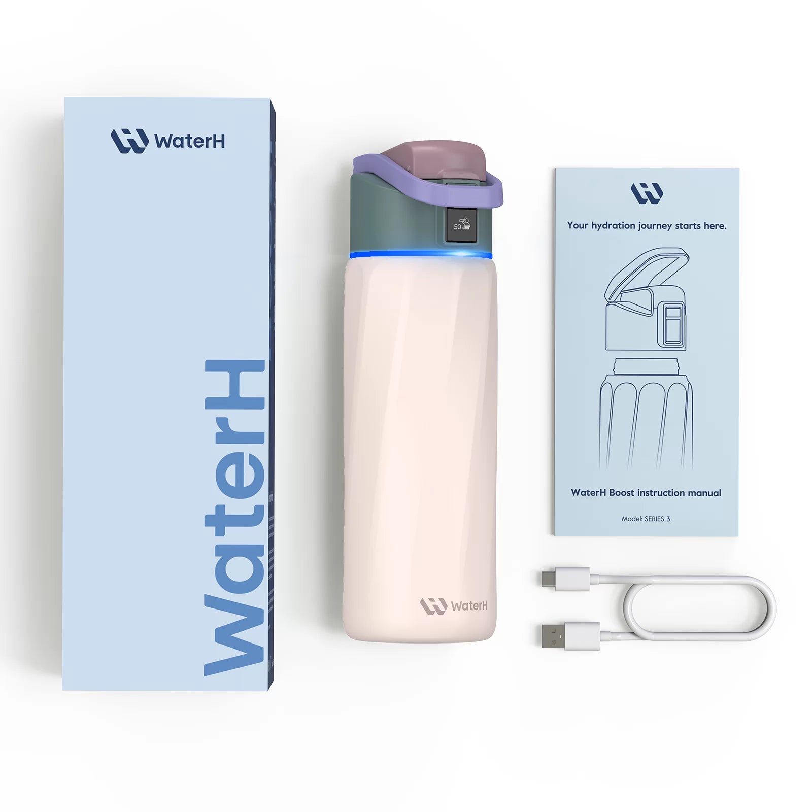 WaterH Smart Water Bottle 24oz with Hydration Tracking & App Sync - Leak Proof, BPA Free Stainless Steel Bottle for Gym, Hiking & Daily Hydration | Official Store
