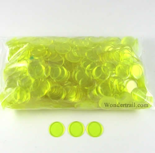 Yellow Plastic Sorting Chips 19mm 1000pcs for Math Games & Counting
