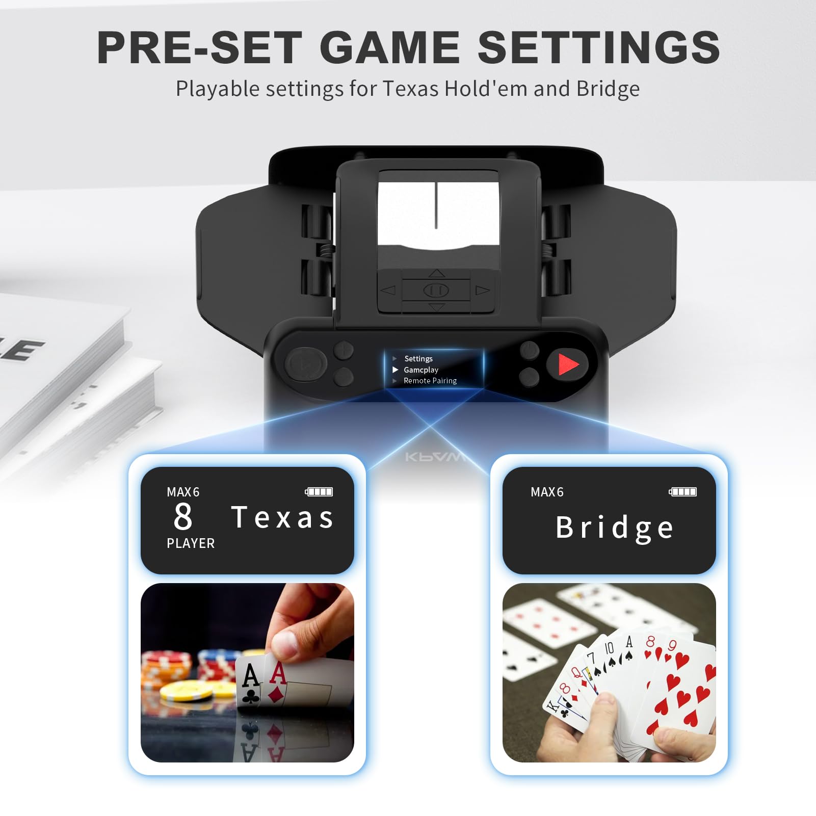 2-in-1 Automatic Card Shuffler & Dealer - 360° Rotating for 12 Players with 4 Wireless Remotes | Adjustable Speed & Distance | Perfect for UNO, Blackjack, Poker & Casino Night Games at Home