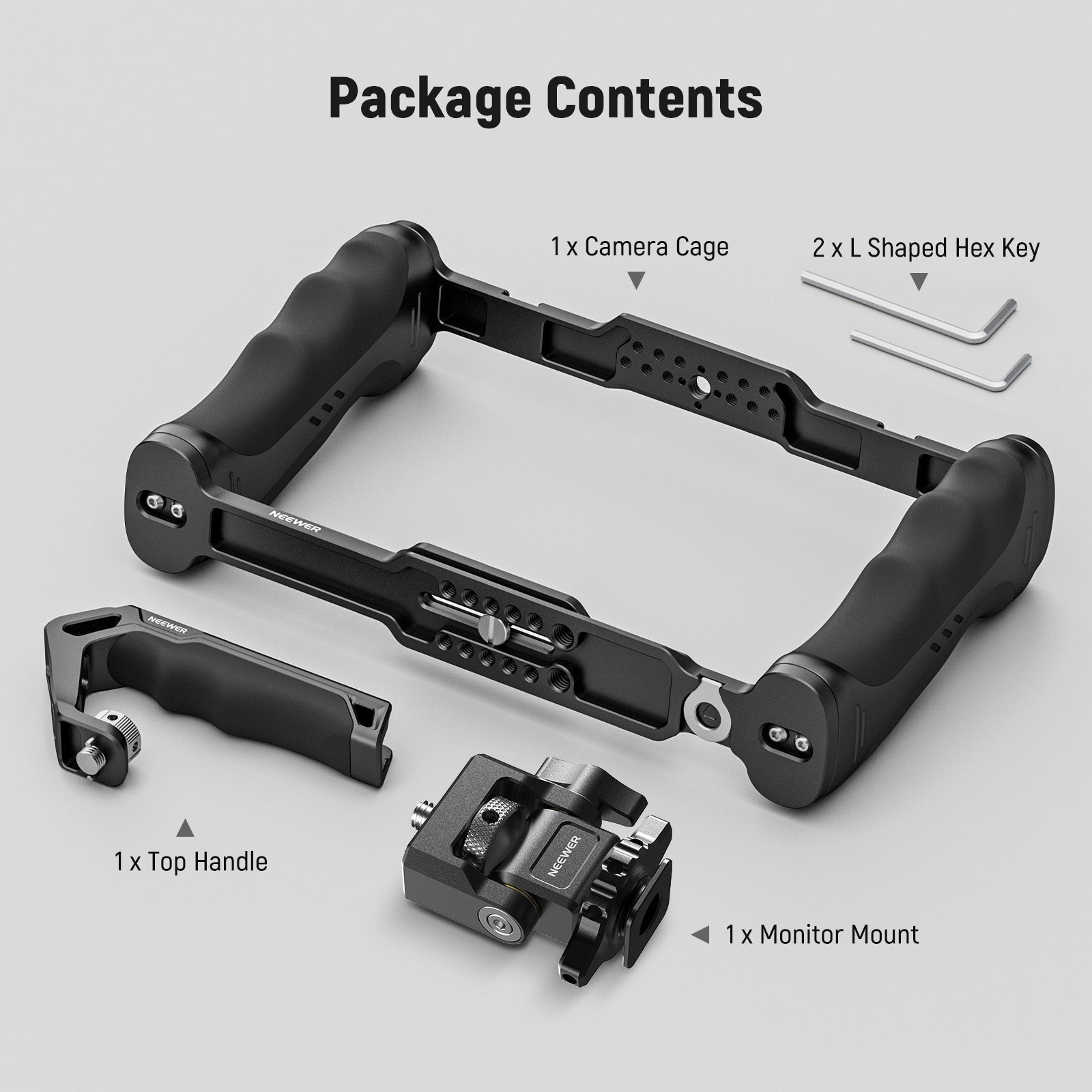 NEEWER CA016T+MA006 Universal Camera Cage for DSLR Mirrorless Cameras - Professional Video Rig for Filmmaking, Vlogging & Photography