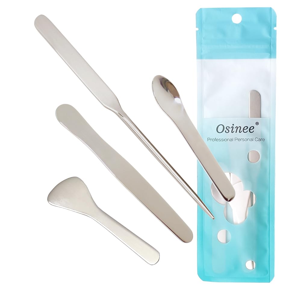 Osinee 4-Piece Makeup Spatula Set - Mini Cosmetic Spatula for Foundation, Wax, Lotion & Skincare - Essential Beauty Tools for Estheticians & DIY Facial Care at Home