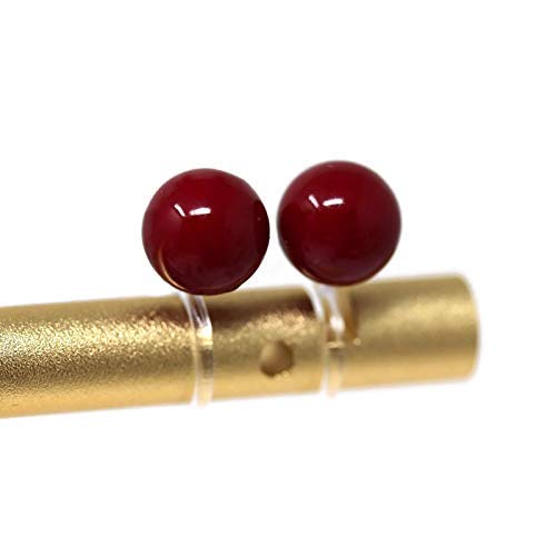 6mm Deep Red Simulated Shell Pearl Clip On Earrings - Invisible Round Studs for Women, Girls - Perfect for Weddings, Parties & Everyday Wear