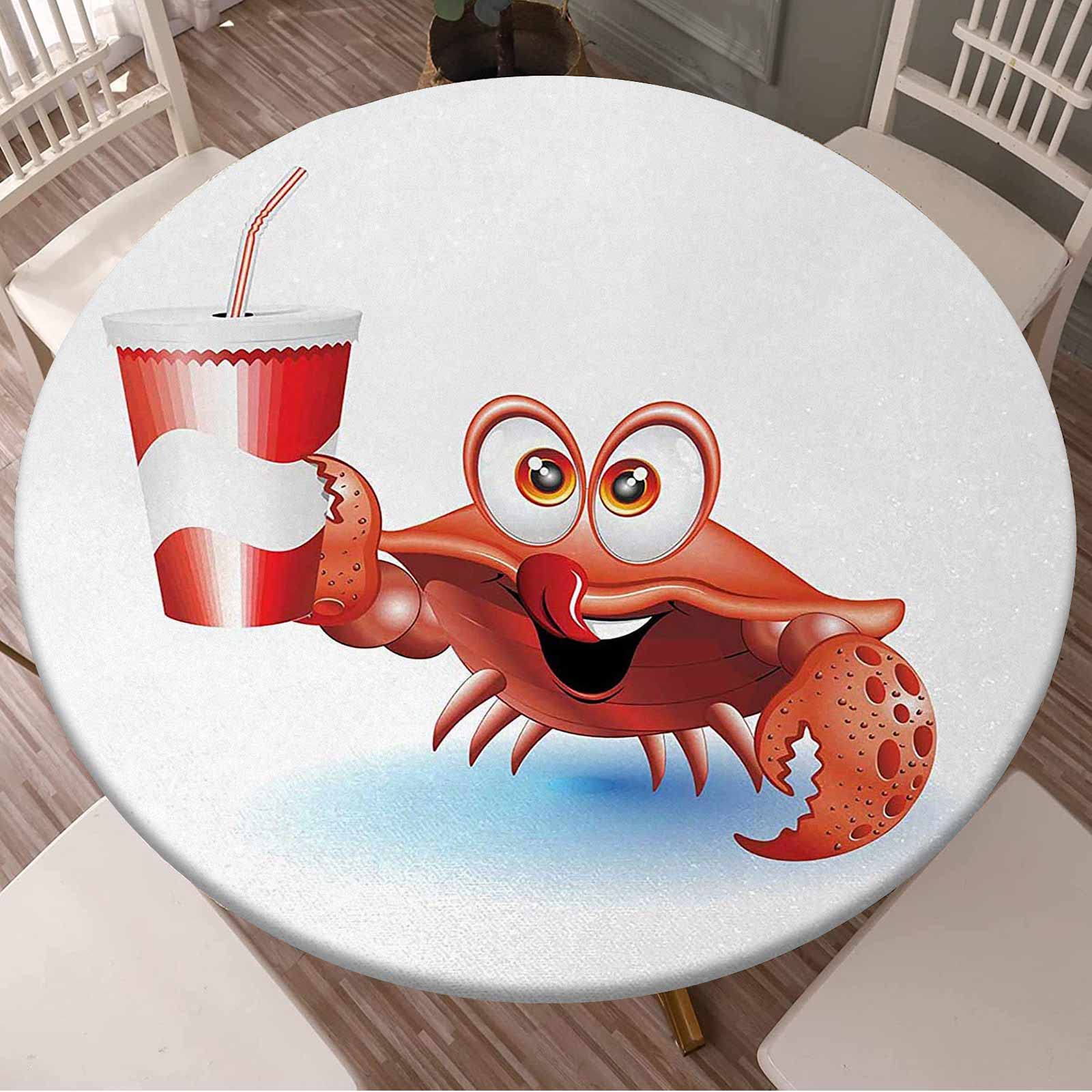 68 Inch Round Fitted Tablecloth - Stretchable Fabric Cover for 56