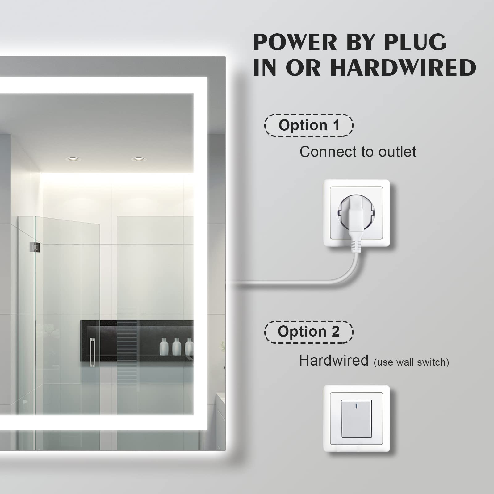 40x32 Inch LED Bathroom Mirror with Front & Backlit Lights - Anti-Fog, Shatter-Proof, Dimmable Vanity Mirror for Makeup & Shaving - Perfect for Modern Bathrooms & Dressing Rooms