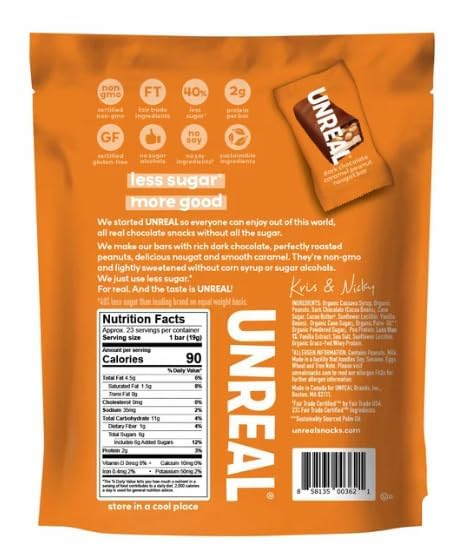 Dark Chocolate Caramel Peanut Nougat Bar - 15.4oz for Snacking & Gifts