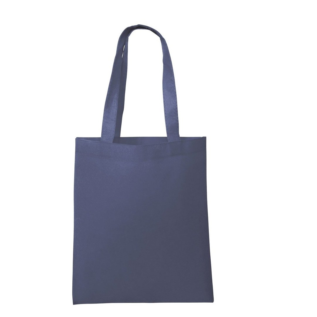 100 Pack Bulk Non-Woven Reusable Tote Bags - 13x15 Inch Eco-Friendly Shopping Bags for Grocery, Promotional Events & Retail (Navy Blue, Wholesale) - Perfect for Trade Shows, Farmers Markets & Brand Giveaways