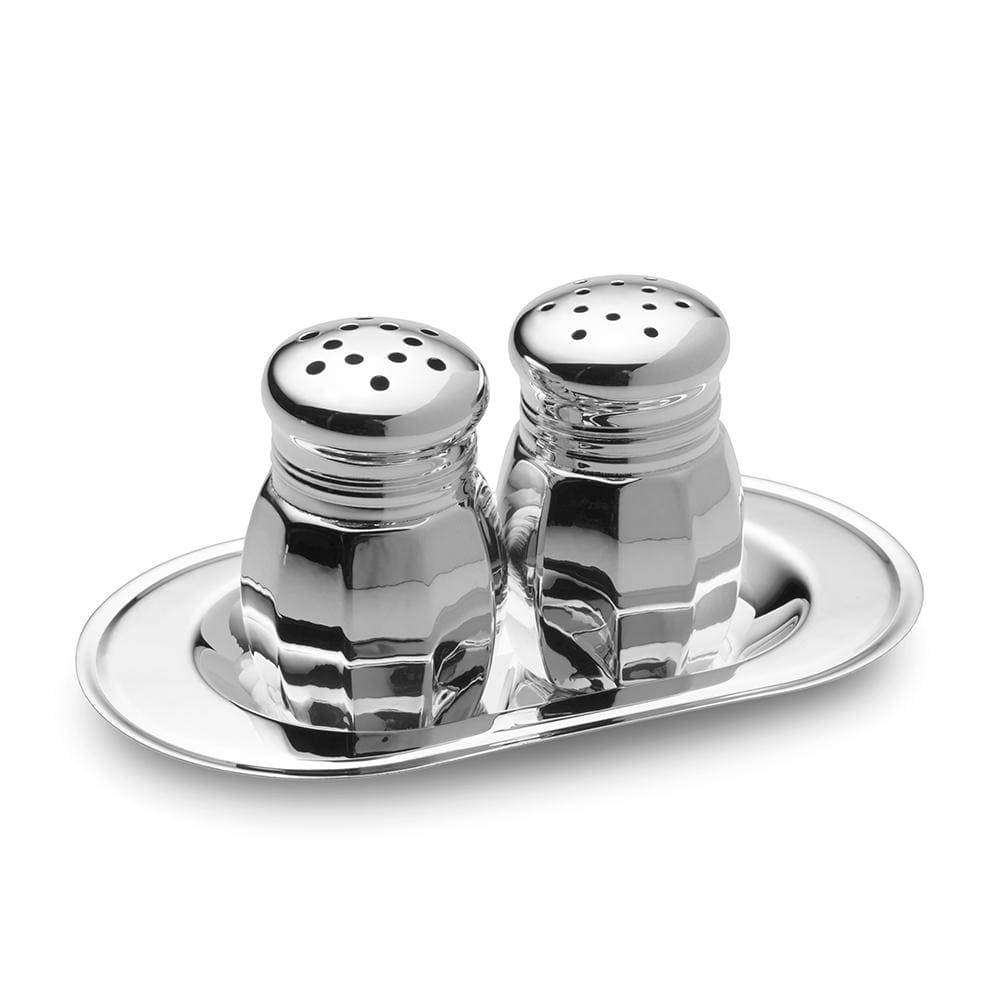 Premium Sterling Silver Salt and Pepper Shaker Set with Elegant Tray - Perfect for Dining Table, Kitchen, and Gift Giving