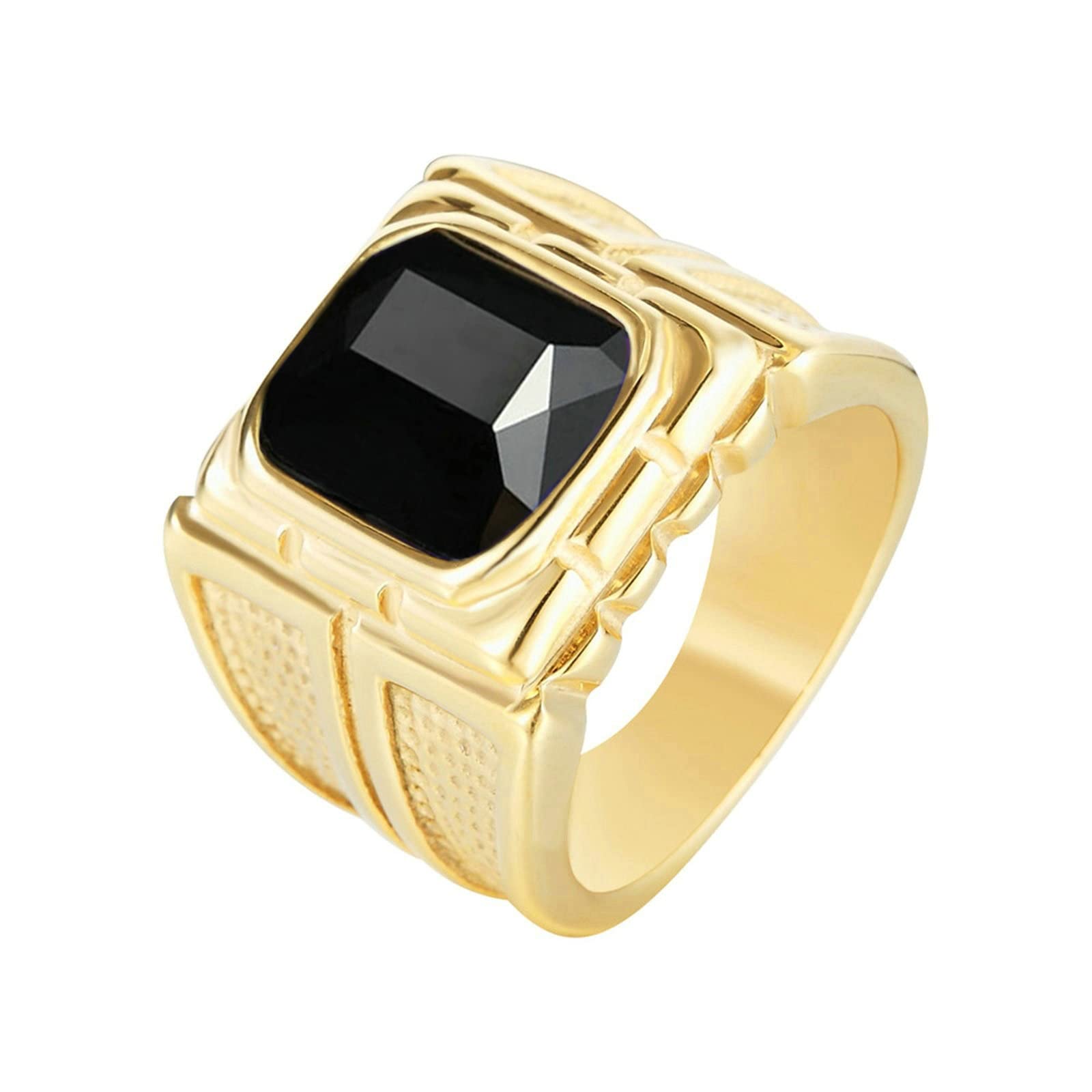 Men's Stainless Steel Rings - Engraved CZ Promise Rings for Anniversary | Black, Red, Gold Options for Gifts