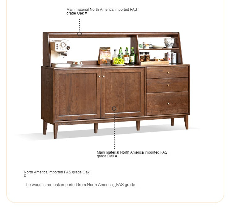 Stylish Oak Solid Wood Modern Dining Sideboard Buffet Cabinet - Perfect for Dining Room Storage & Entertaining