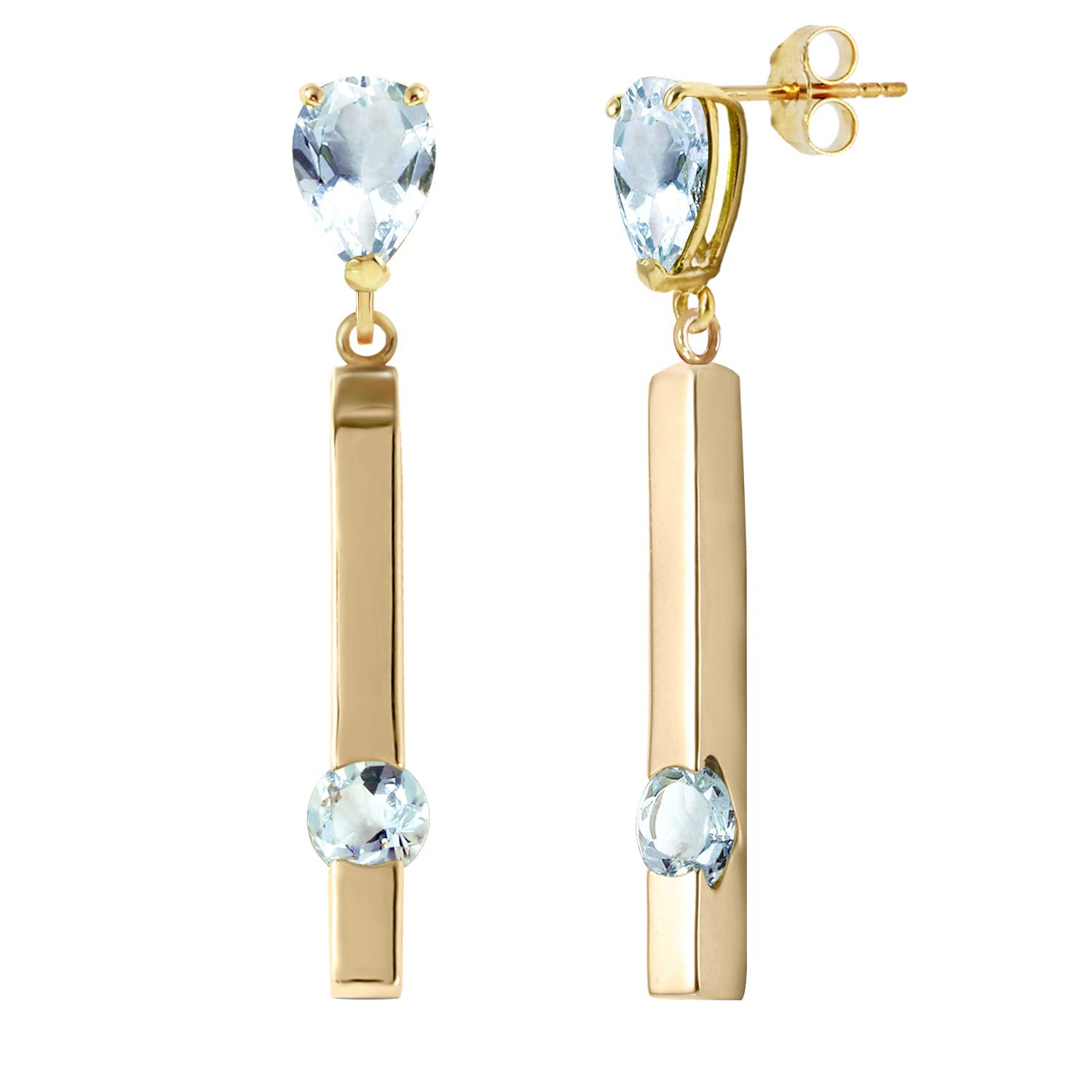 14K Yellow Gold Chandelier Earrings with Natural Aquamarine Gemstones | Elegant Dangling Earrings for Women | Perfect for Weddings, Parties & Special Occasions