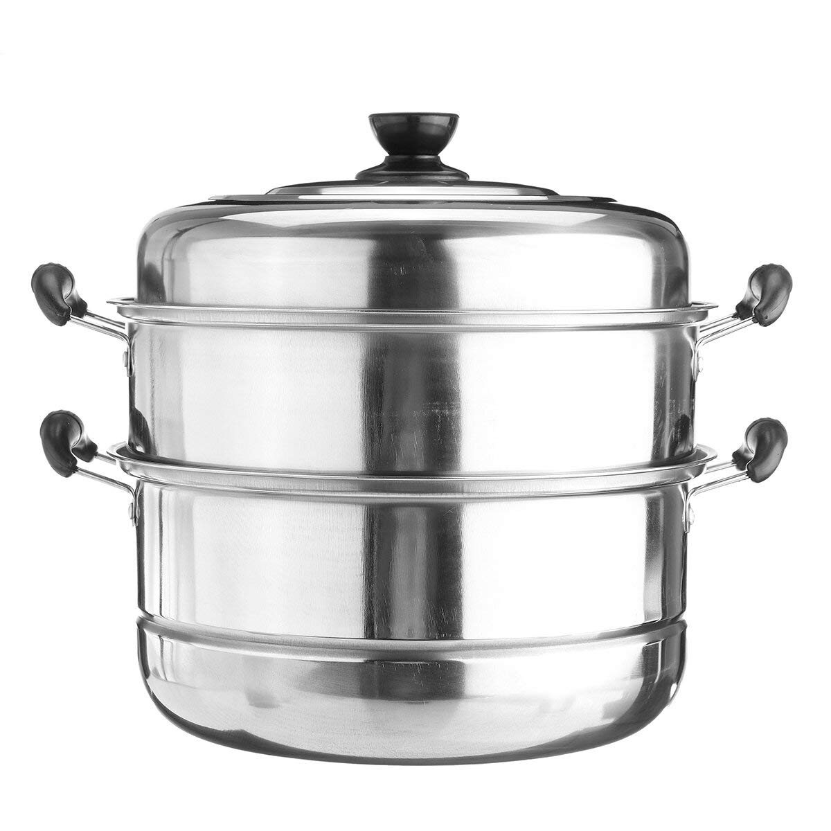 3-Tier Stainless Steel Steamer Pot - ZZTT 28cm Stackable Pan Pots for Steaming, Cooking & Hot Pot | Durable Kitchen Cookware for Vegetables, Dumplings & Seafood | Perfect for Home Cooking & Asian Cuisine