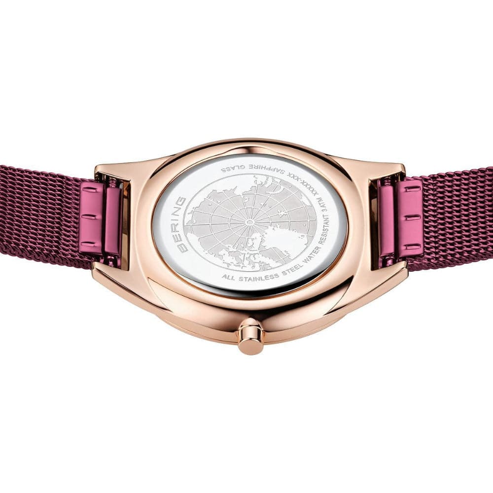Bering Ultra Slim Purple Milanese Strap Women's Watch 17031 969 - Elegant Fashion Accessory for Office, Party & Everyday Wear