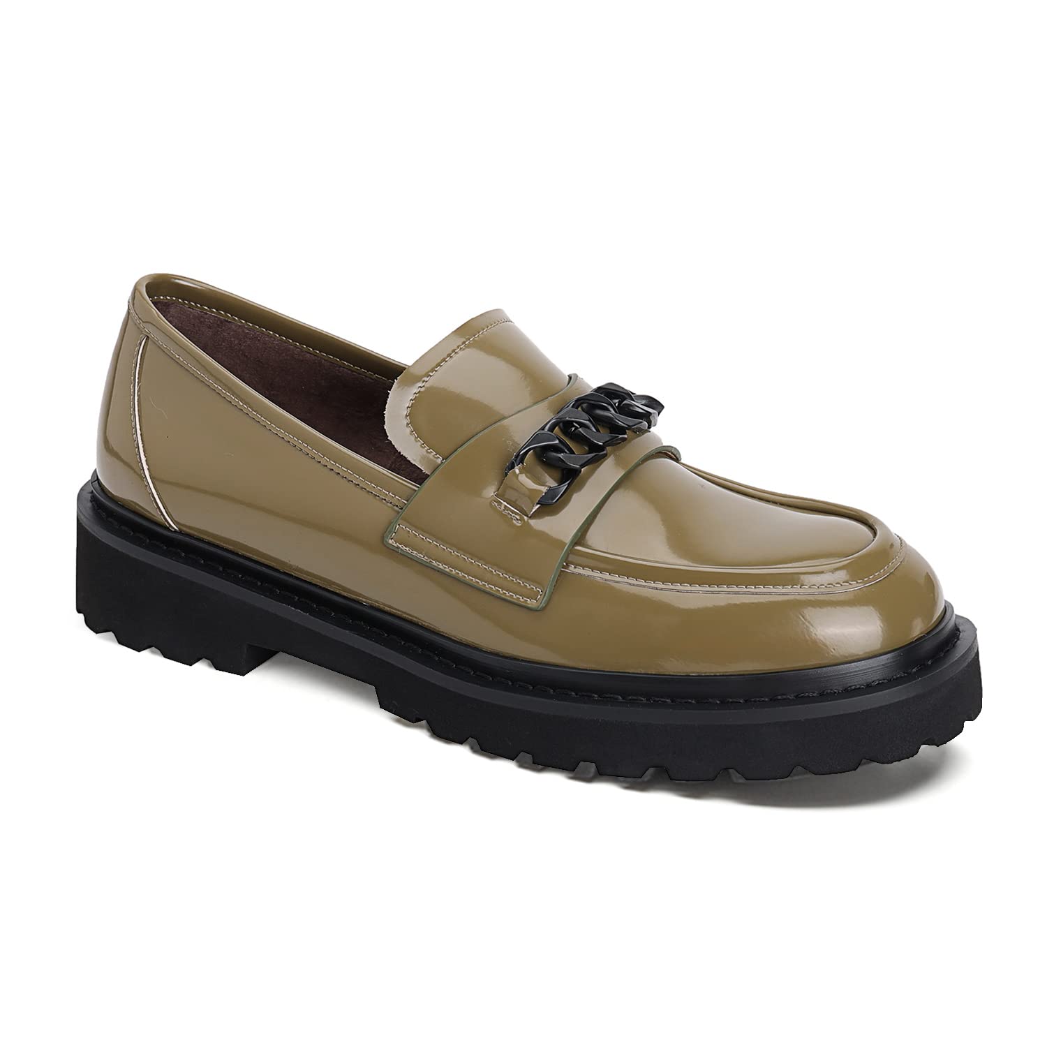 SHOSYEE Women's Genuine Leather Platform Loafers - Non-Slip Square Toe Chunky Heel Slip-On Dress Shoes for Work & Office (Black, US Size 4-9 M) | Comfortable & Stylish Flat Shoes for Business Casual, Daily Wear & Professional Occasions