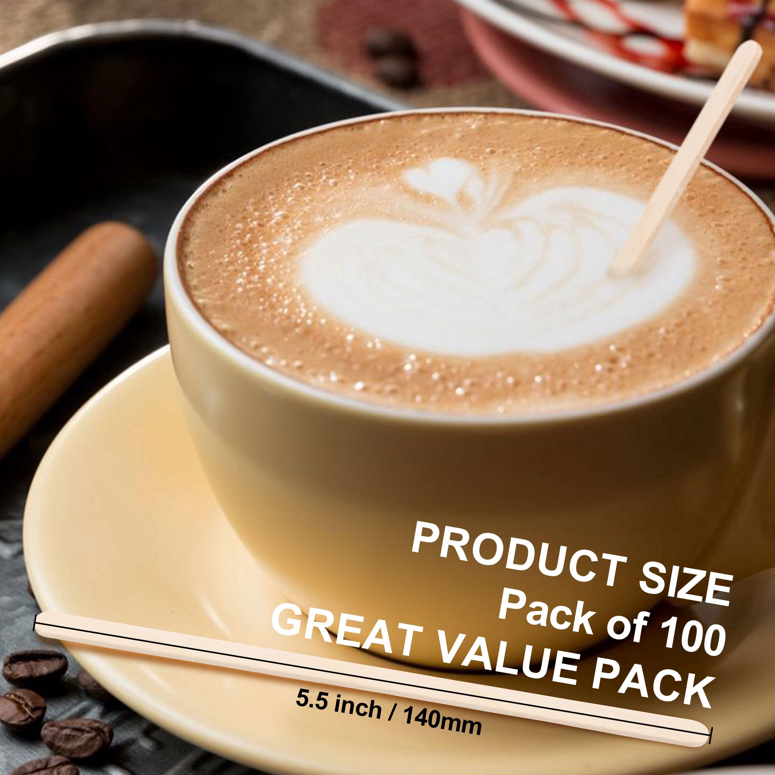 Wooden Coffee Stirrers 100pcs - 5.5