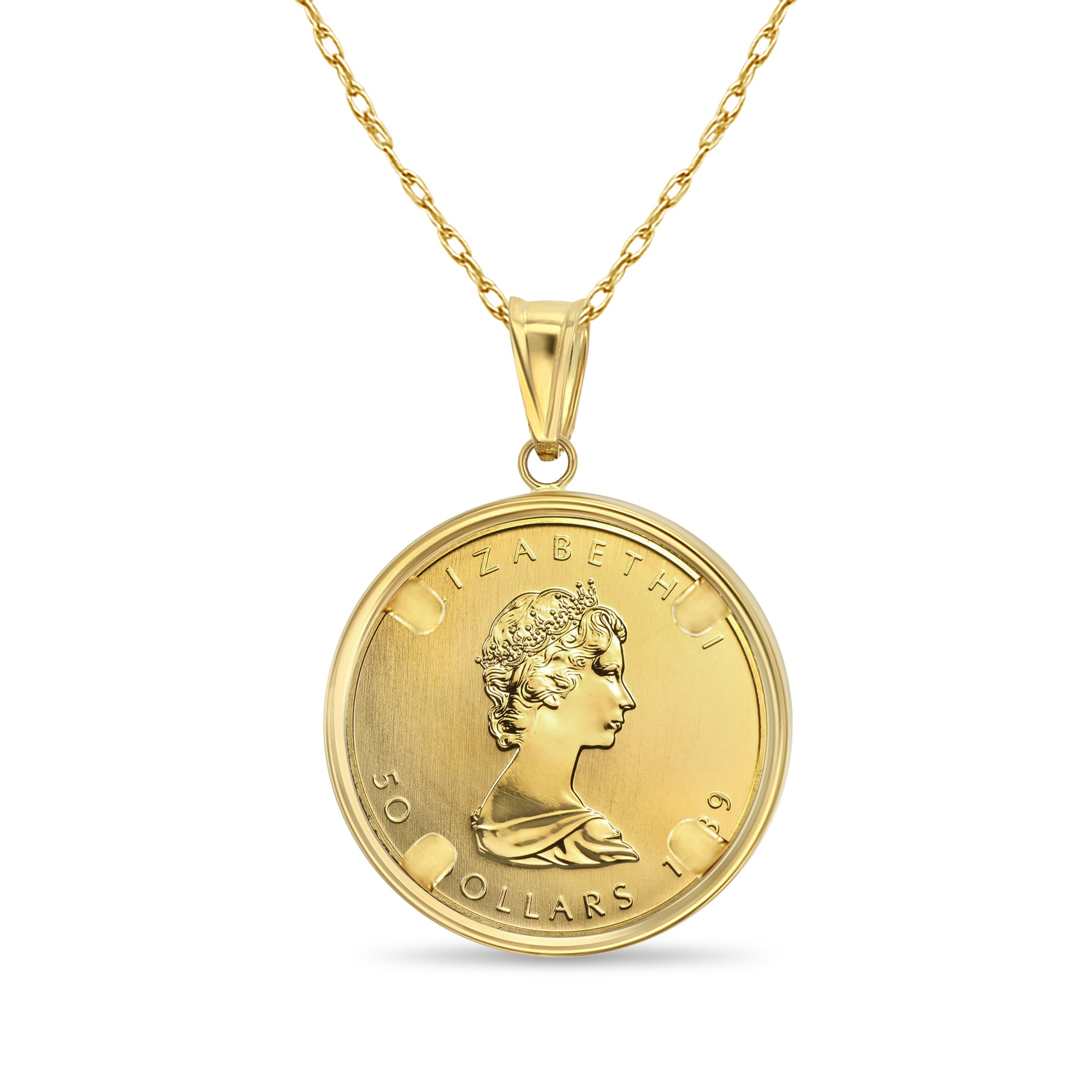 1OZ Fine Gold Canadian Maple Leaf Coin Necklace - 24K Pure Gold Pendant for Women & Men - Perfect for Gifts, Jewelry Collection & Investment