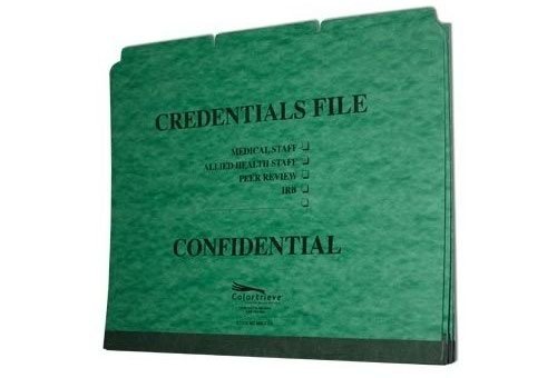 Green Pressboard Credentialing Folders with 1-Side Fastener - Top Tab/Drawer Style for Office, School, and Professional Document Organization