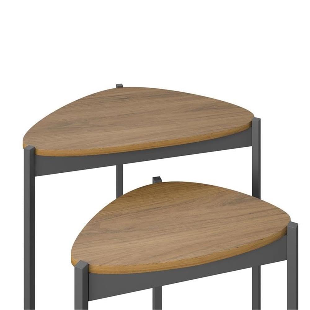 Novogratz Tallulah Walnut & Gray Nesting Tables - Set of 3 Modern Side Tables for Living Room, Bedroom & Office - Space Saving End Tables with Storage Shelf