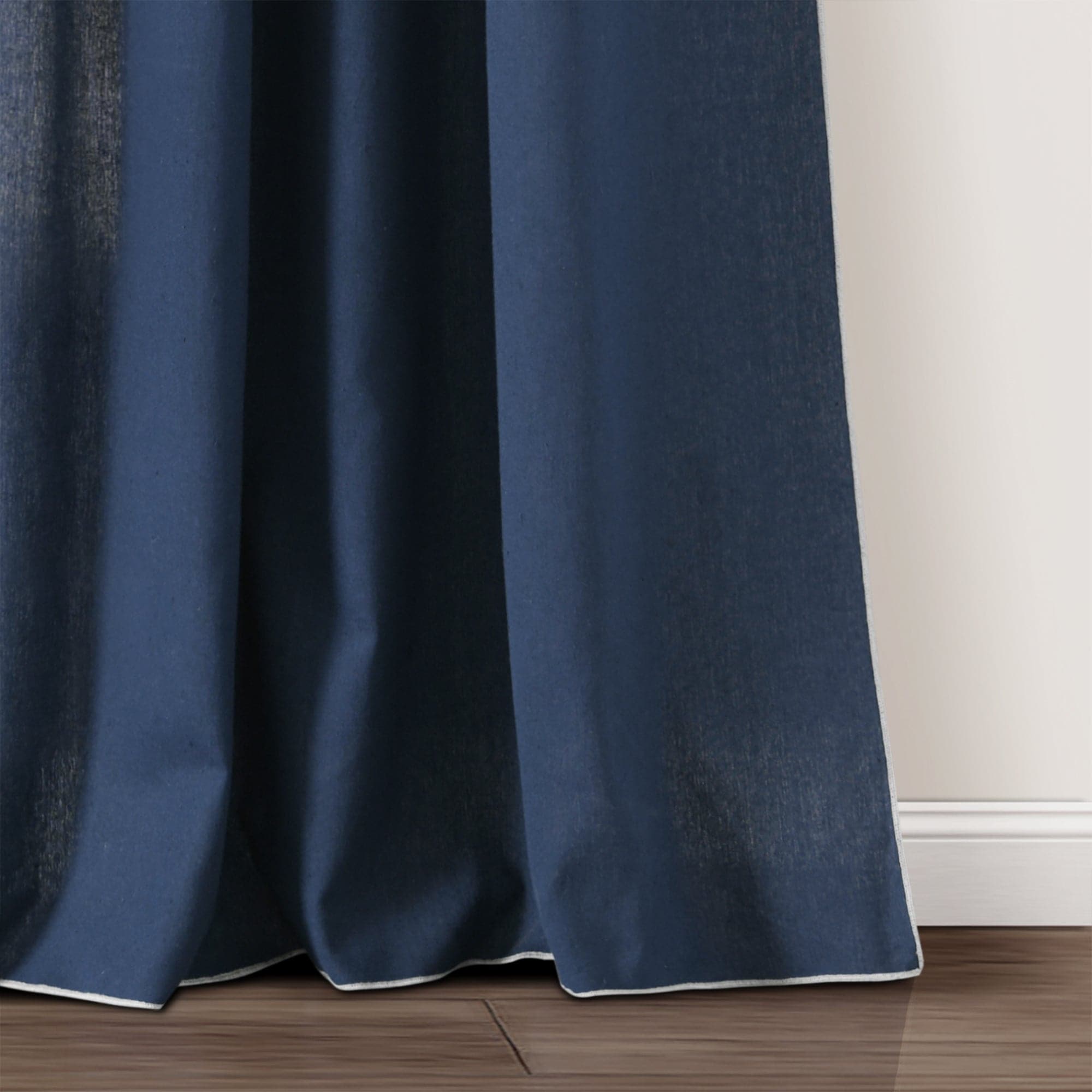 Modern Faux Linen Embroidered Edge Window Curtain Panel Set with Attached Valance - Elegant Home Decor for Living Room, Bedroom & Dining Room