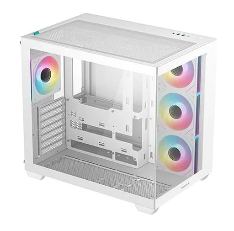 Deepcool CG530 Mid Tower ATX Gaming PC Case - 4x ARGB Fans, Tempered Glass, White - Perfect for Gaming Rigs & Custom PC Builds