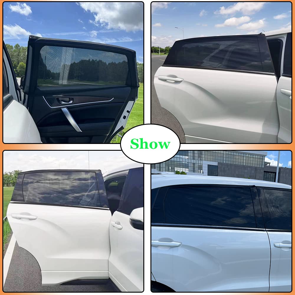 2 Pack Car Side Window Sun Shade Screen - UV Protection Window Covers for SUVs, Camping & Travel | Fits Most Mid-Size Vehicles | Create Privacy & Cool Cabin for Road Trips, Outdoor Adventures & Baby Naps