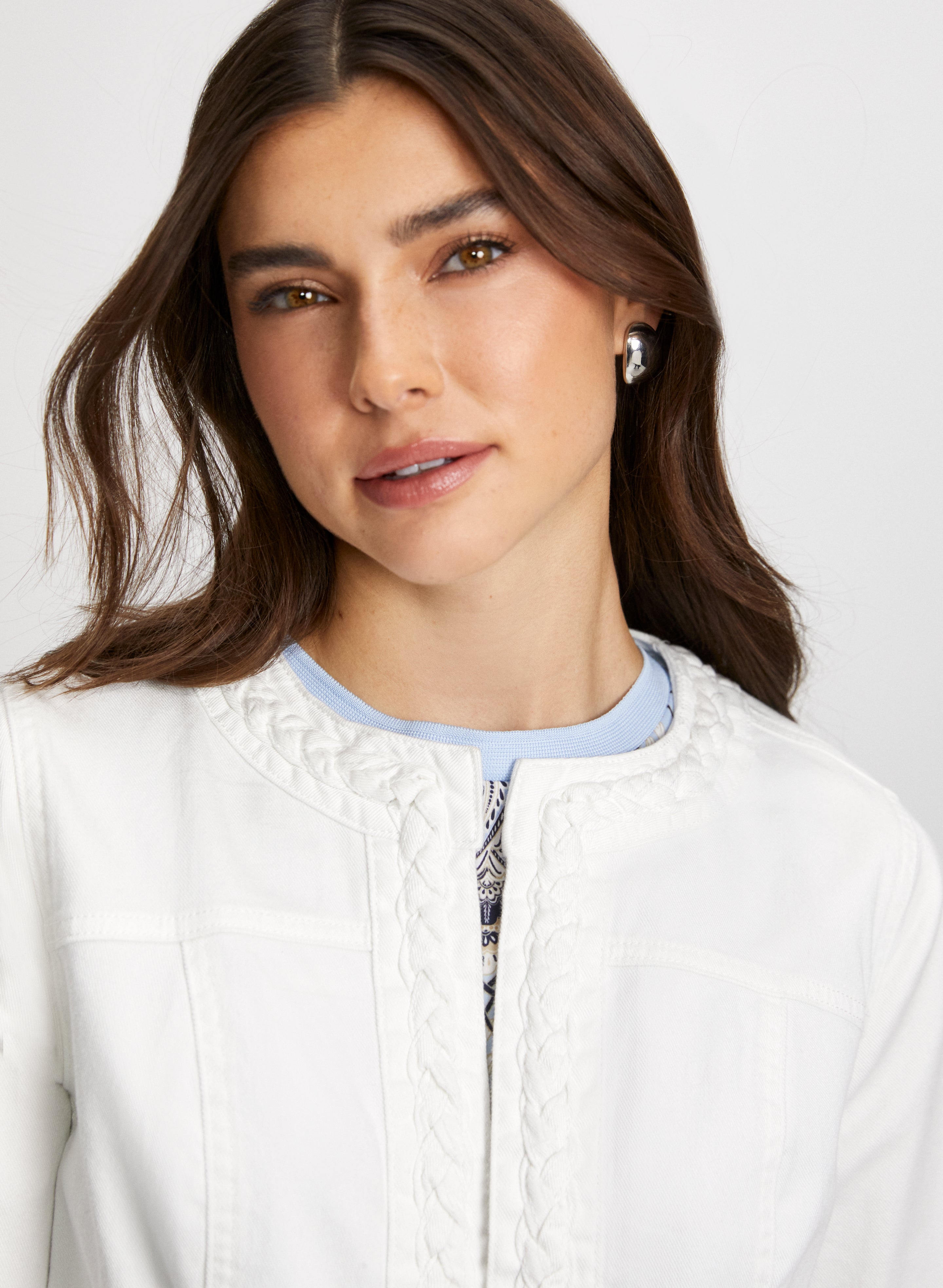 Braided Trim Denim Jacket for Women - Vintage Style Distressed Denim Jacket with Fringe Details | Perfect for Casual Outfits, Music Festivals & Streetwear Fashion