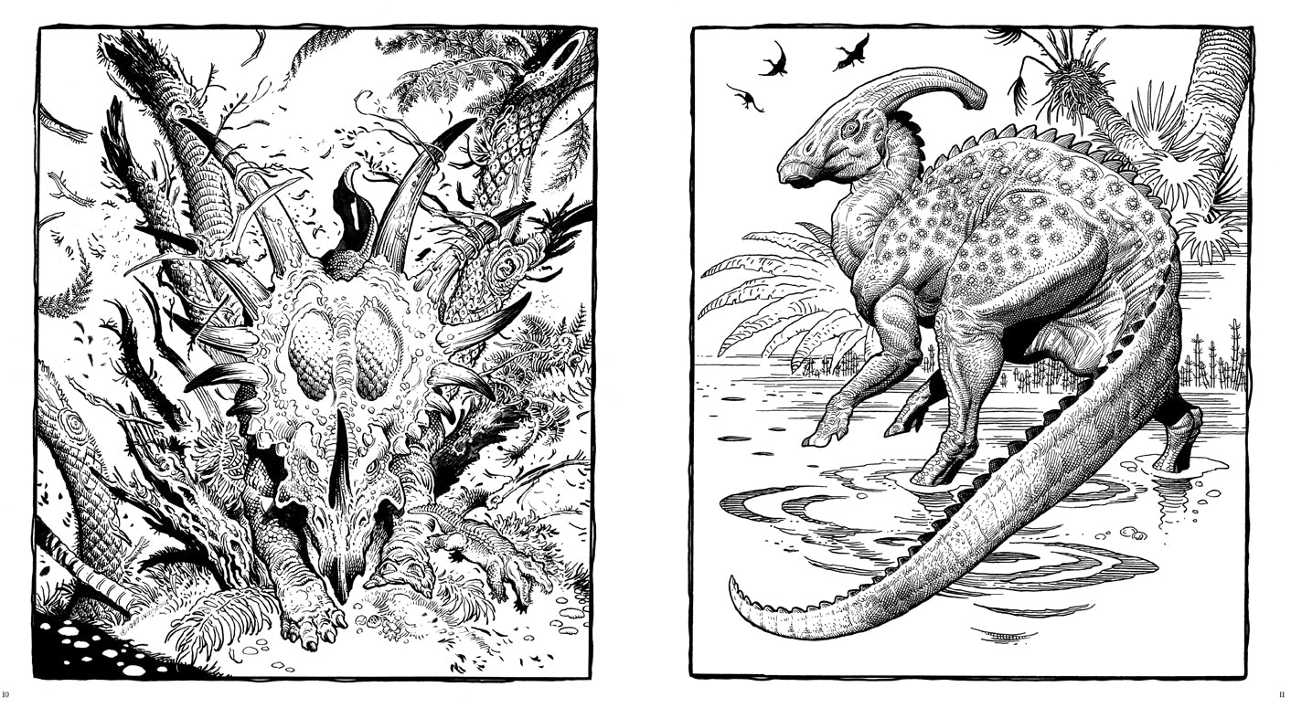 Dinosaurs Coloring Book by William Stout - Prehistoric Animal Art for Kids & Adults | Perfect for Relaxation, Education & Creative Fun