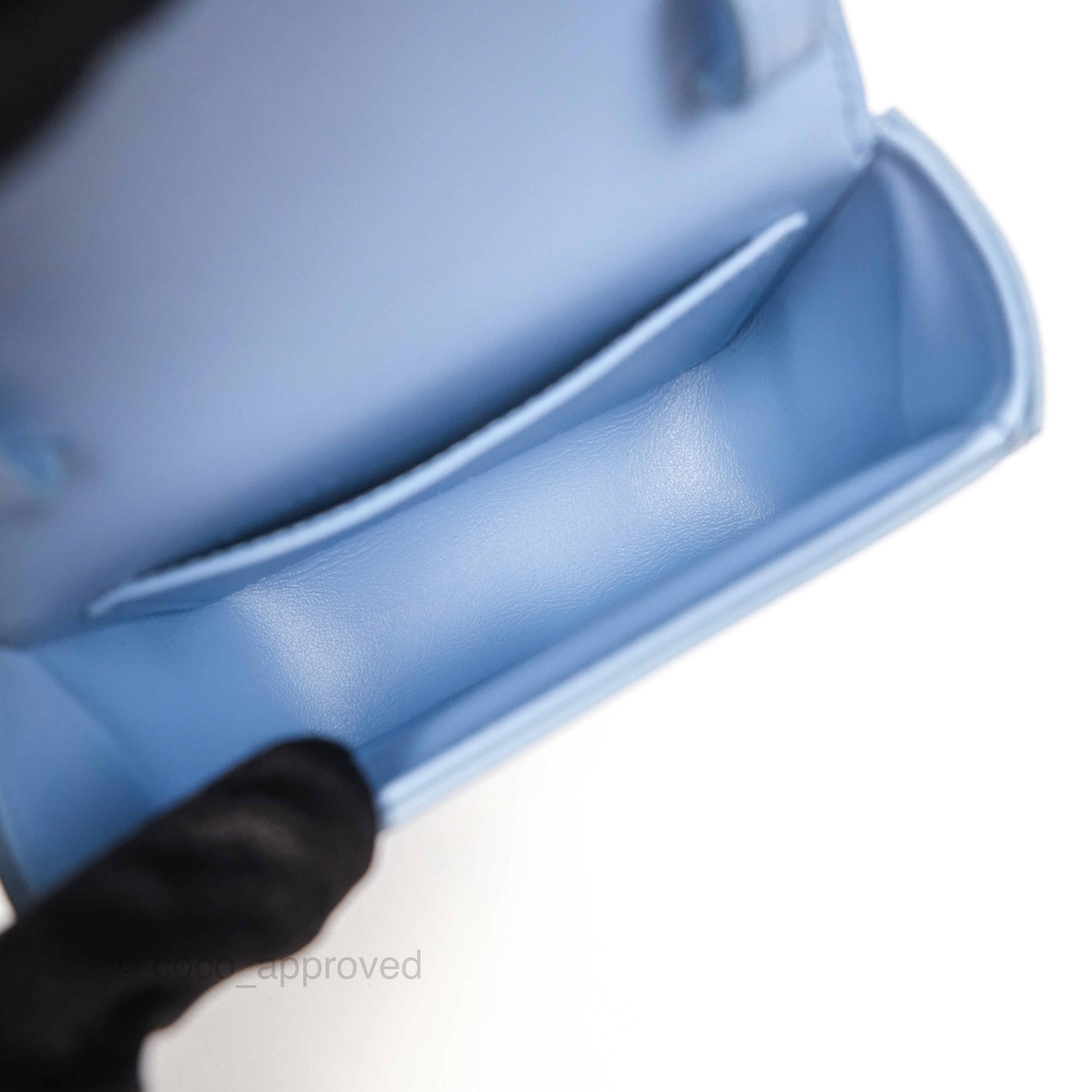 Celine Mini Triomphe Bag in Shiny Light Blue Calfskin Leather - Perfect for Everyday Use, Work & Special Occasions