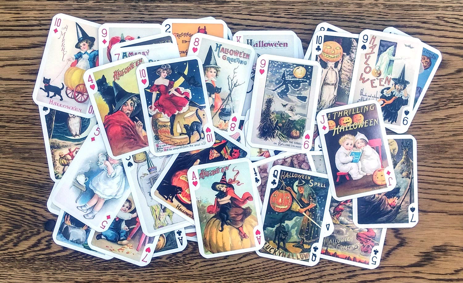 Vintage Halloween Playing Cards - 55 Unique Poker Deck with Spooky Designs | Perfect for Halloween Parties, Magic Tricks & Game Nights