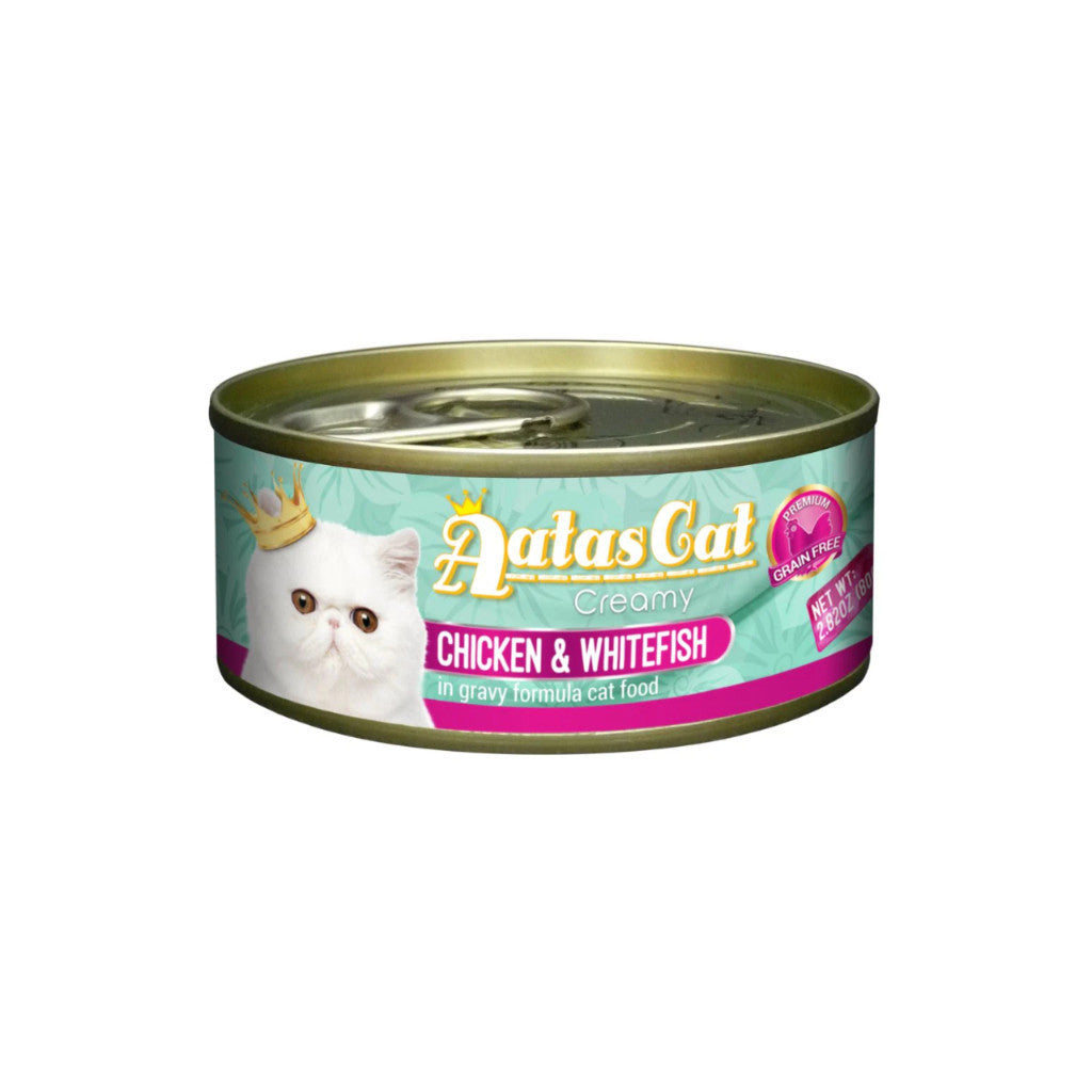 Aatas Cat Creamy Chicken Wet Food 80g - Healthy Gravy with Whitefish, Vegetables, Tuna, Shirasu, Sardine, Mackerel & Crab - Perfect for Adult Cats & Kittens - Great for Mealtime, Weight Management & Picky Eaters