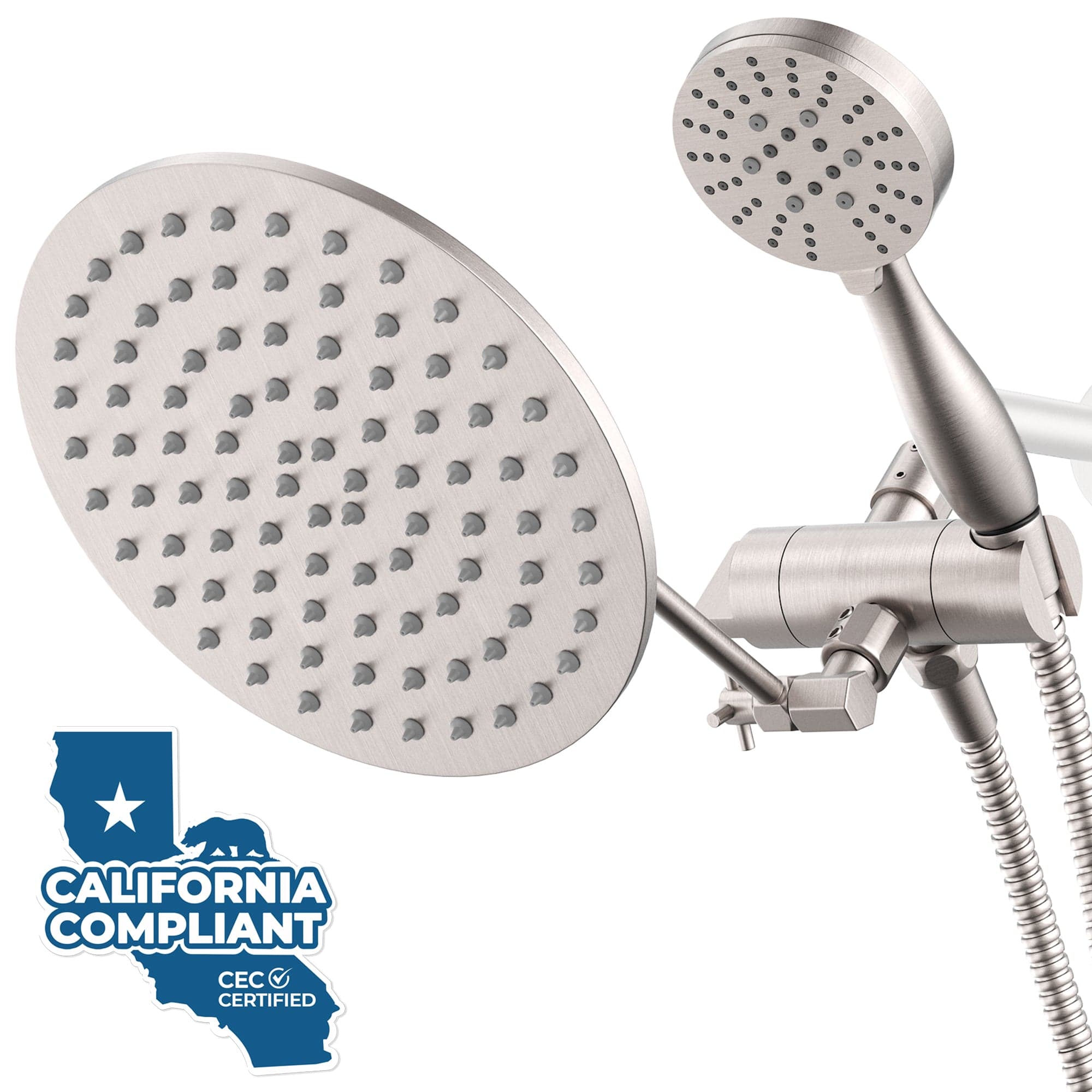 Premium All-Metal 3-Spray Dual Shower Head with Adjustable Shower Arm Extension - 1.75 GPM Water Saving - Perfect for Bathroom Upgrade & Spa-Like Experience