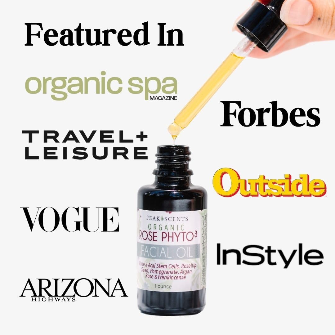 Organic Rose Phyto Facial Oil with Rosehip & Argan Oil - Infused with Rose Extract & Frankincense Essential Oil - Anti-Aging Face Serum for Gua Sha Massage & Night Skincare Routine (1oz) - Perfect for Dry Skin & Wrinkle Reduction