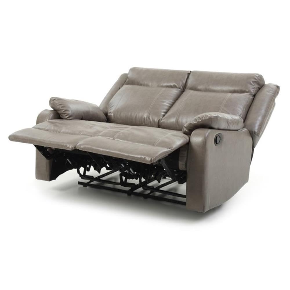 Glory Furniture Ward Faux Leather Double Reclining Loveseat in Gray - Comfortable Living Room Sofa for Small Spaces, Home Theater & Family Relaxation