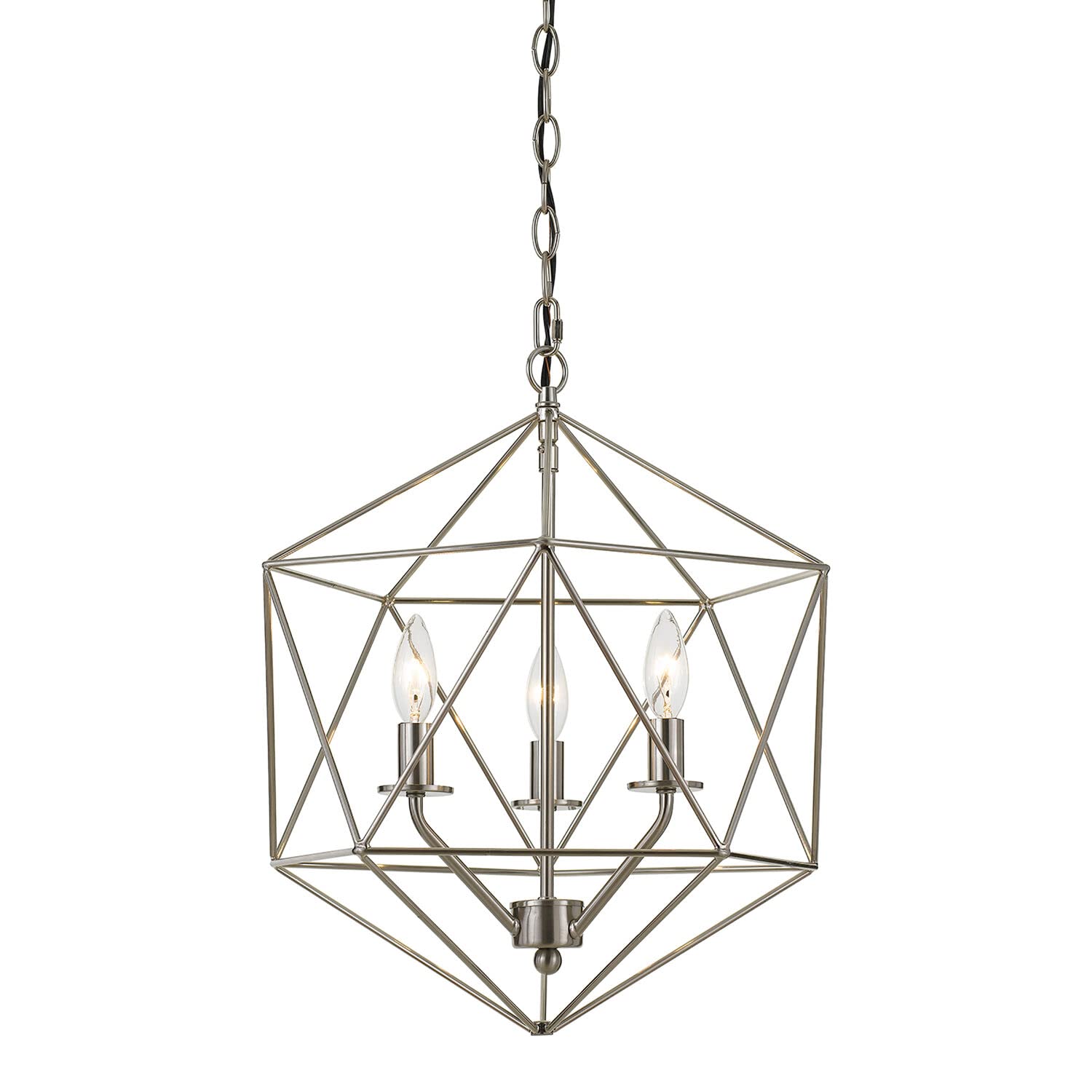 Chrome Serena Pendant Chandelier - 3-Light Hanging Fixture for Bedroom & Living Room