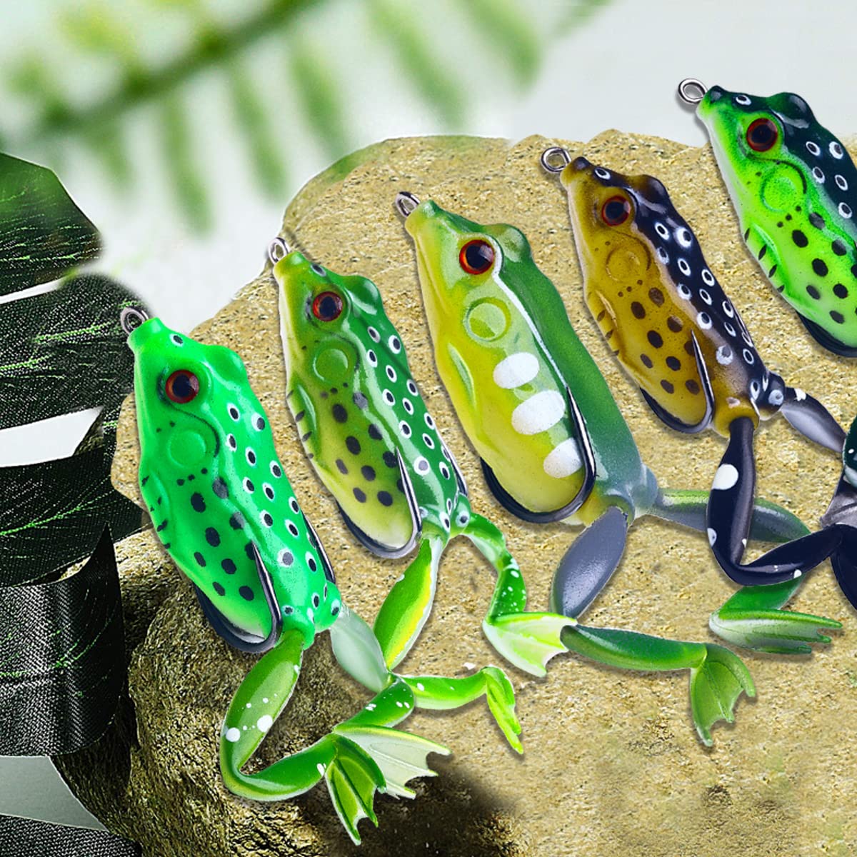 Top Water Frog Lures for Bass Fishing - Weedless Lifelike Soft Plastic Frog Baits for Freshwater & Saltwater - Perfect for Bass, Trout, and Pike - Ideal for Pond, Lake, and River Fishing