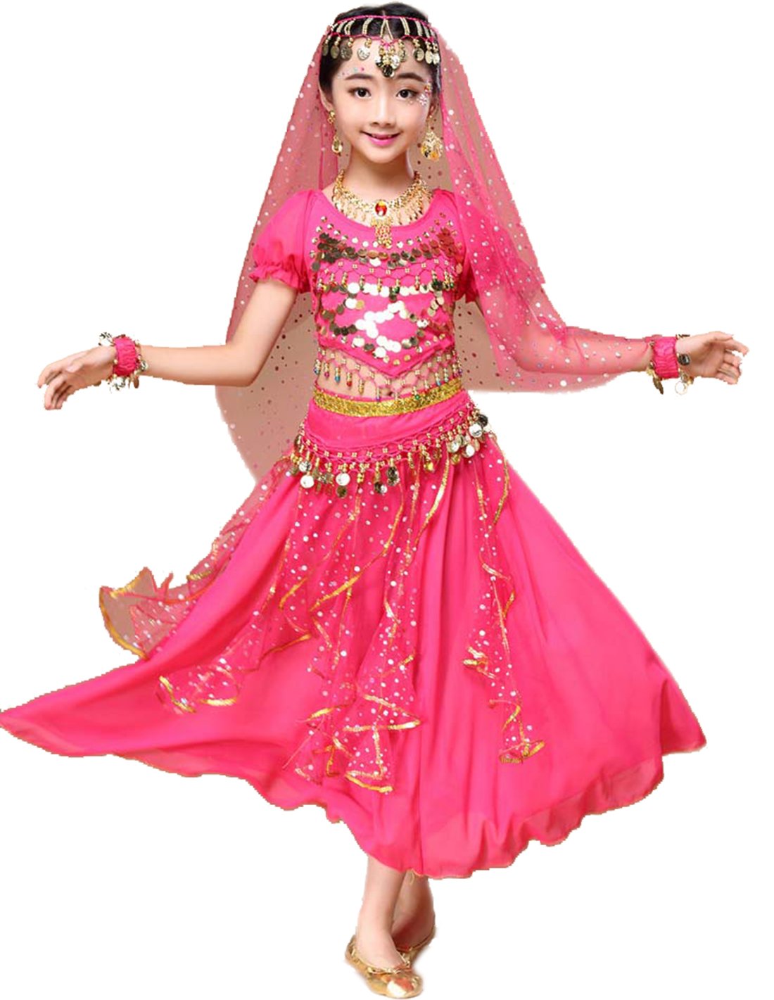 Elegant Astage Girl Belly Dance Costume with Sequins, Indian Dance Outfit for Halloween, Carnival, and Party Performances