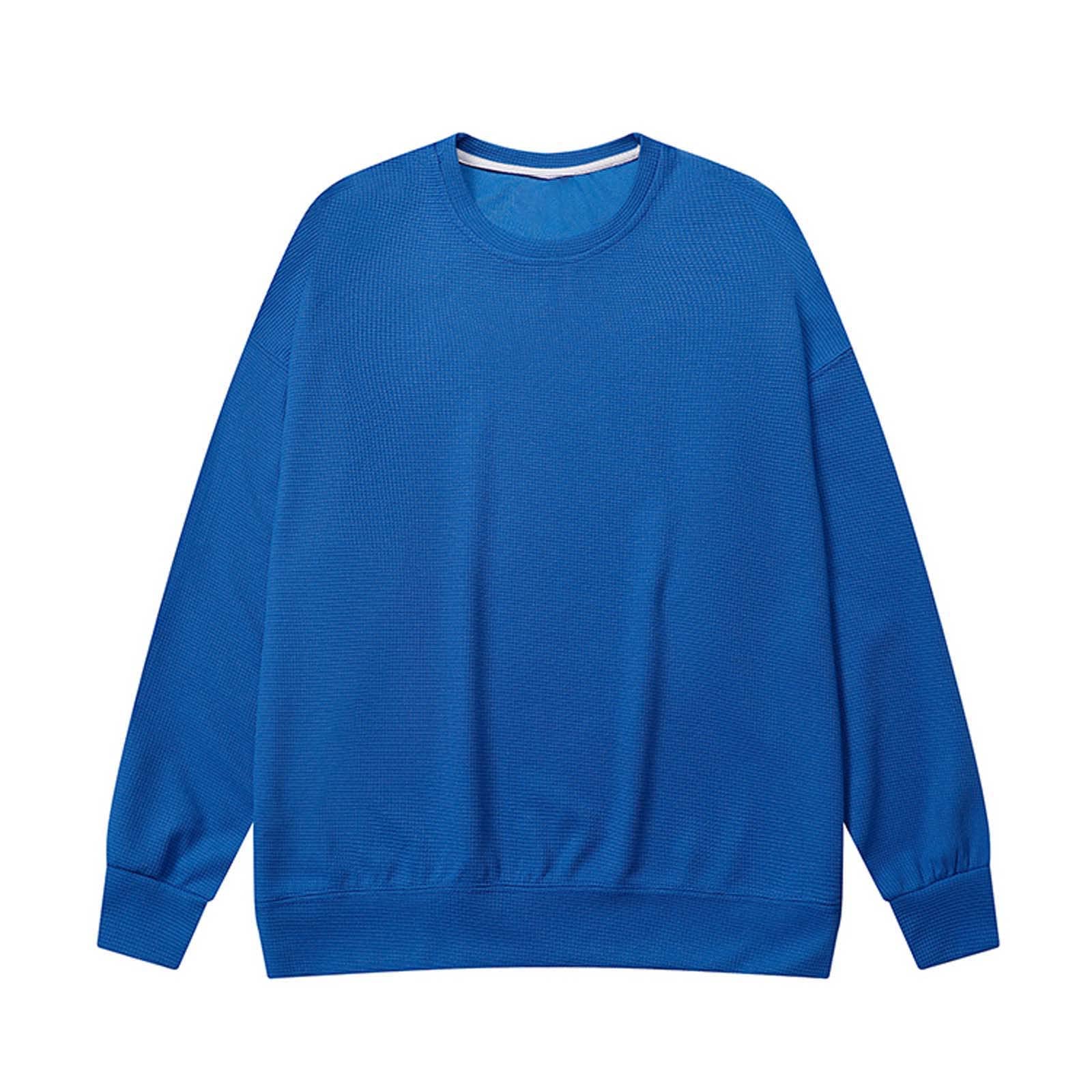 Ozmmyan Men's Gym Shirts - Long Sleeve Solid Color Waffle Pullover Sweatshirt for Workout, Fitness & Casual Wear | Perfect for Gym, Running & Outdoor Sports