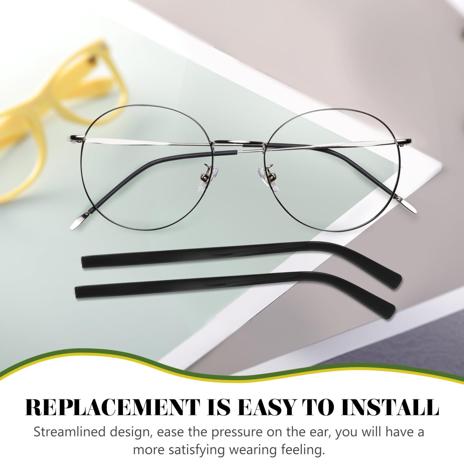 Minkissy 1 Pair Replacement Eyeglass Temples - Universal Metal Glasses Arms for Eyeglass Frames - Perfect for Reading, Driving & Everyday Use