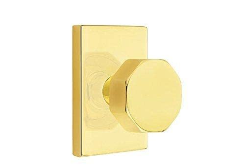 Emtek Privacy Set - Modern Rectangle Rosette & Octagon Knob in Oil Rubbed Bronze - Perfect for Bedroom & Bathroom Door Hardware