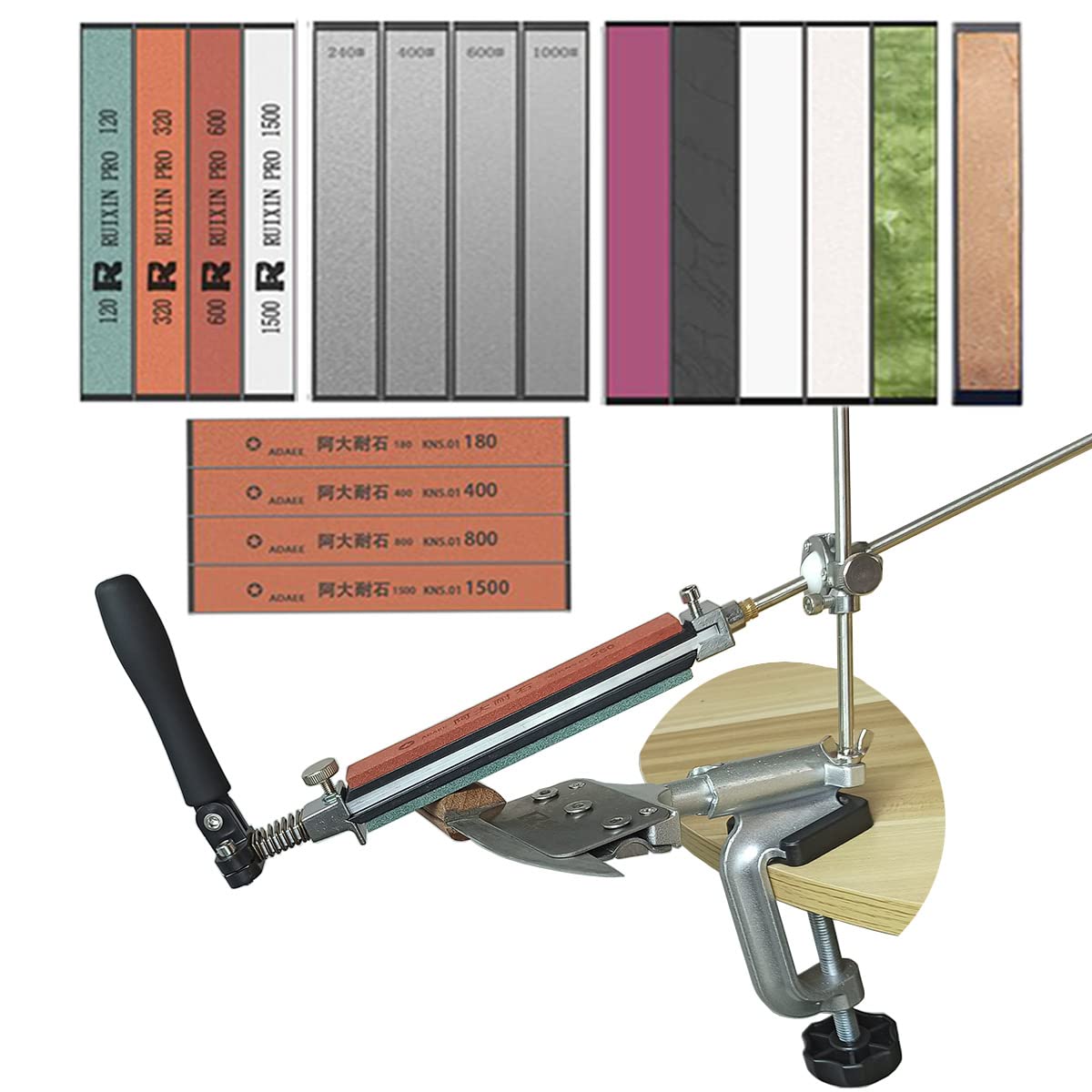 Professional Diamond Knife Sharpener - Fixed Angle Kitchen Knife Sharpener with Diamond Sharpening Stone (G Set) for Precise Edge Honing - Perfect for Chefs, Butchers & Home Cooking