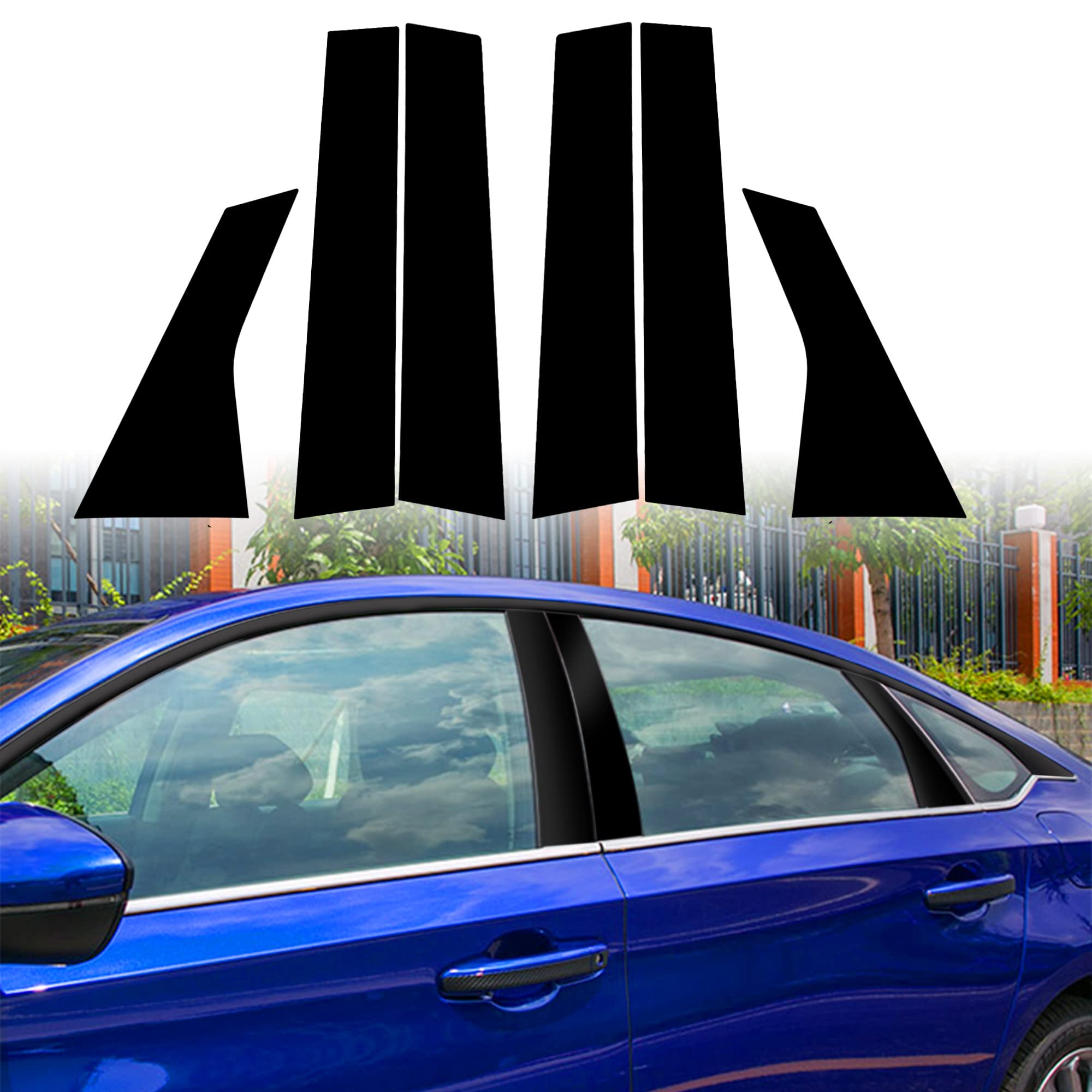 6-Piece Glossy Black Car Window Pillar Vinyl Stickers for 2018-2021 Honda Accord Sedan | Auto Exterior Overlay Wrap Trim Accessories | DIY Car Modification & Decoration | Weatherproof & Easy to Install for Enhanced Vehicle Style