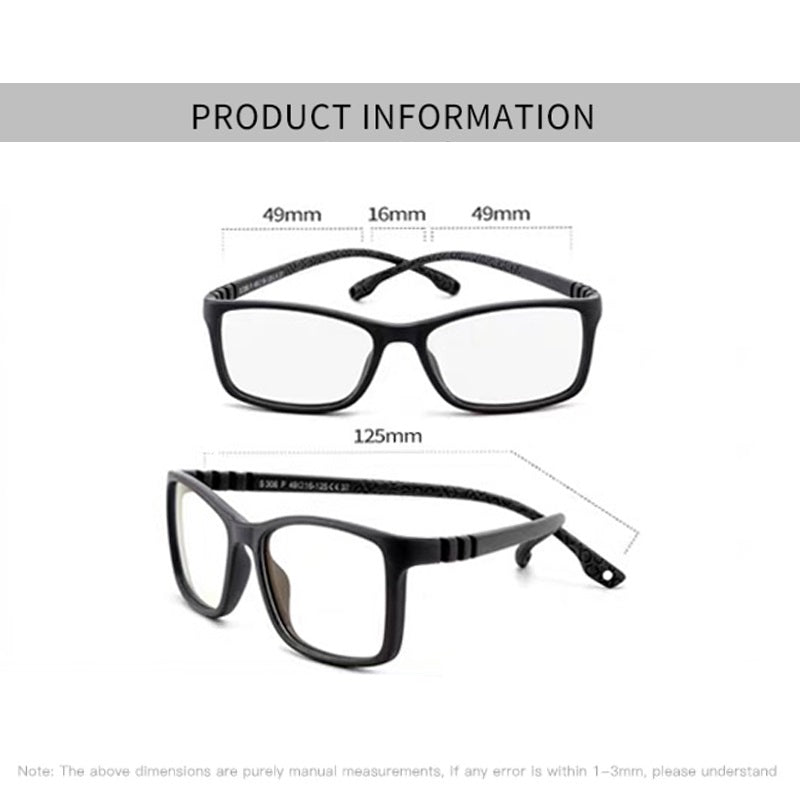 Unbreakable Kids Flexible Glasses with Adjustable Strap - Rectangle Frame for Ages 4-8 Years (Model S306) - Perfect for Sports, School & Outdoor Activities