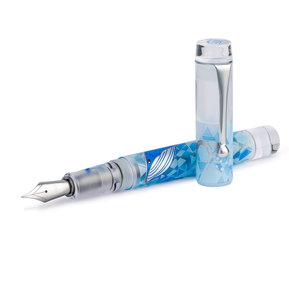 Opus 88 Fountain Pen Demonstrator - Clear Ocean Series with Whale Design | Premium Japanese Nib for Smooth Writing | Ideal for Calligraphy, Journaling & Gift Giving