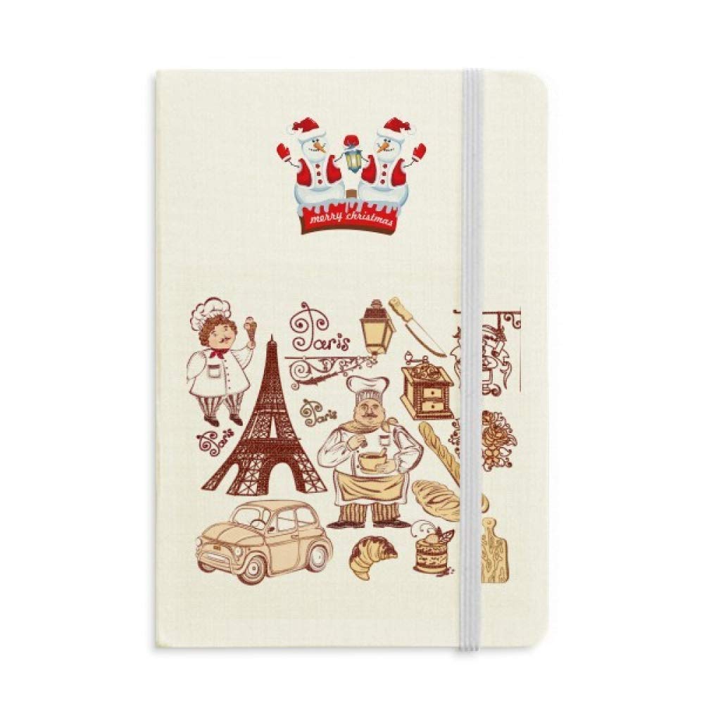 French Eiffel Tower Christmas Snowman Themed Food Cooker & Thick Hardcover Notebook - Perfect for Holiday Cooking, Gift Giving & Journaling