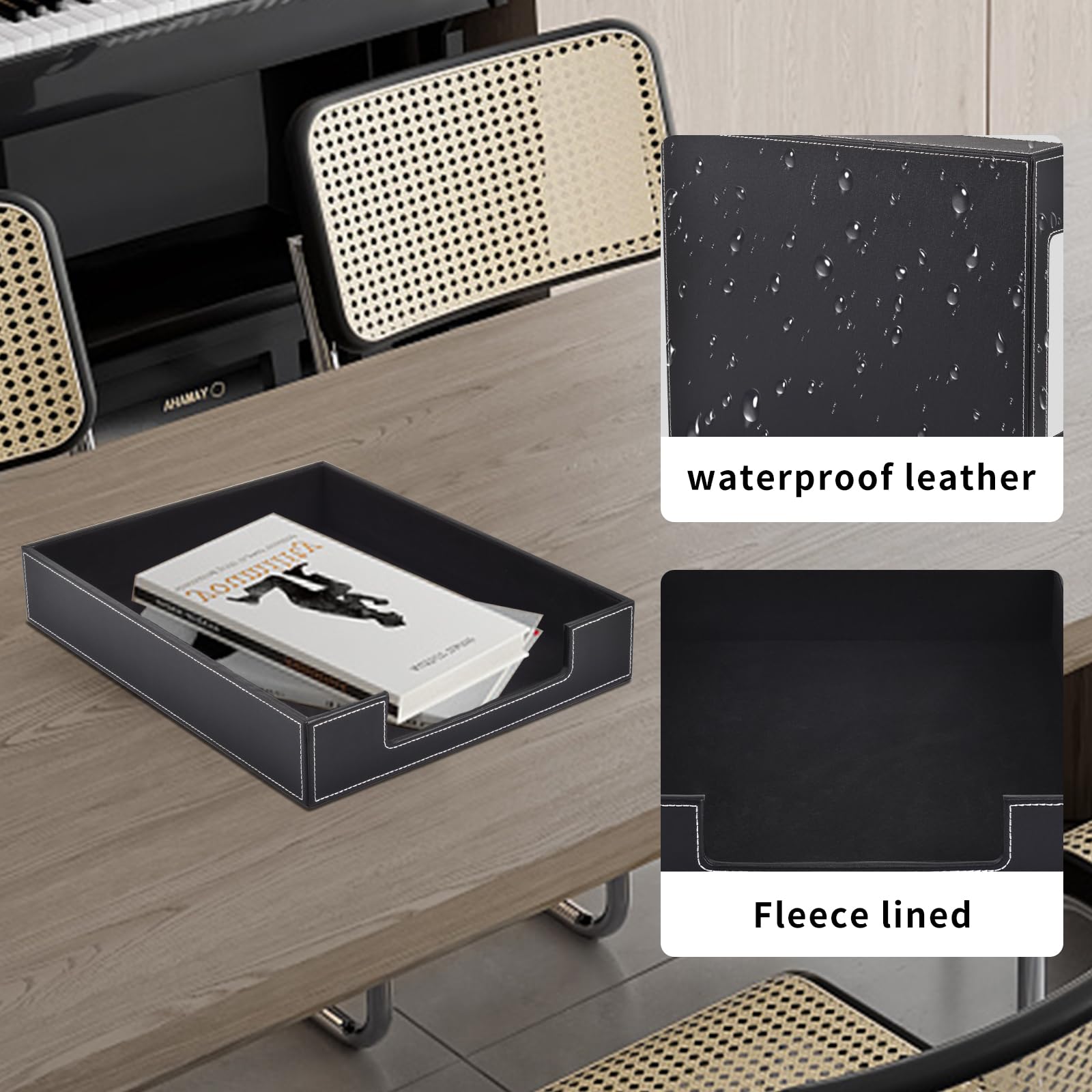 Luxury Leather Letter Tray - Office Desk Organizer for Mail & Files | Home & Office Use