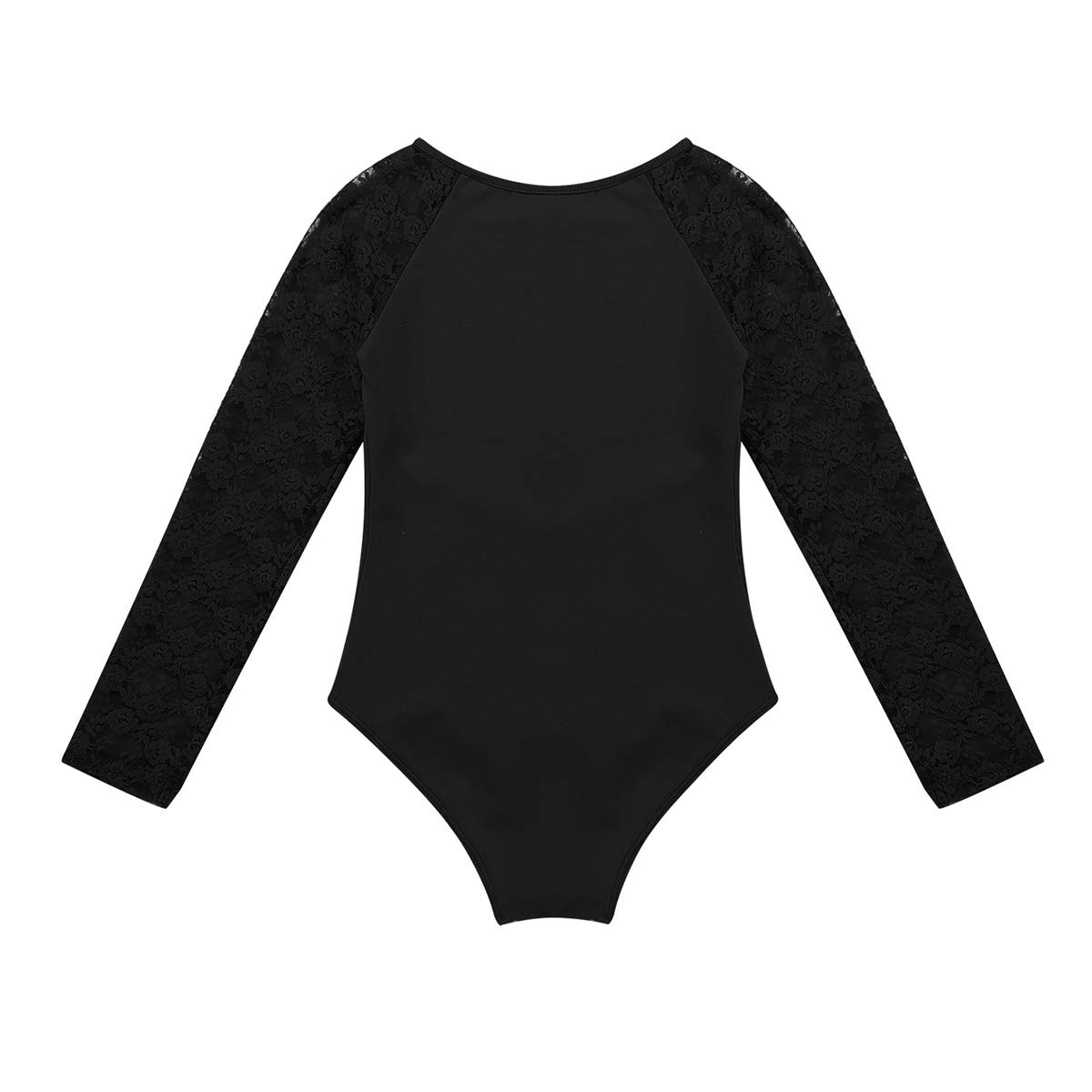 MSemis Kids Girls Lace Long Sleeve Zipper Front Tank Leotard Top for Ballet Dance Gymnastics Recital Performance Practice Class Activewear