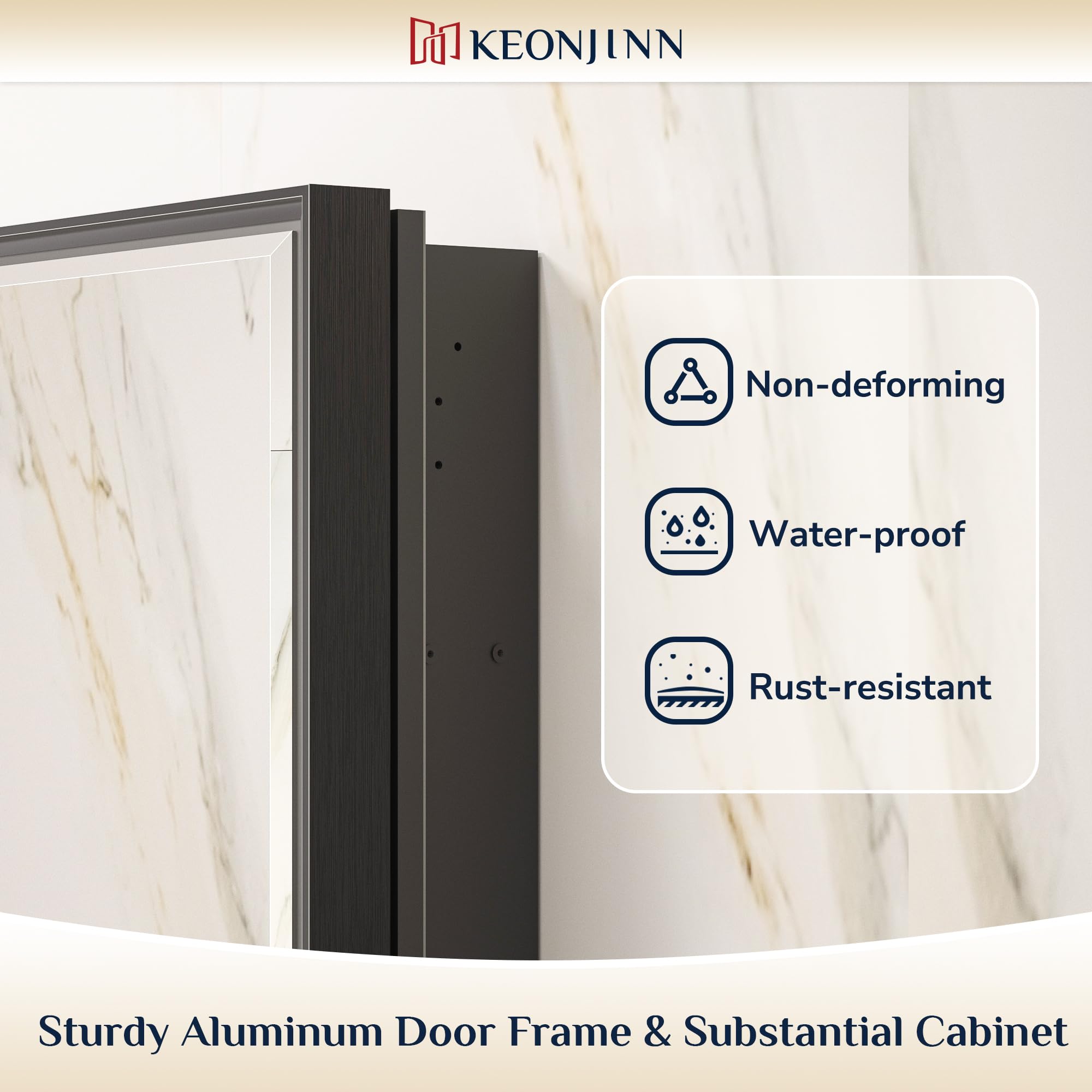 Keonjinn 17x25 Inch Black Bathroom Medicine Cabinet with Mirror - Recessed or Surface Mount Aluminum Alloy Frame, Beveled Edge Vanity Mirror & Storage - Perfect for Small Bathrooms, Powder Rooms & Modern Home Decor
