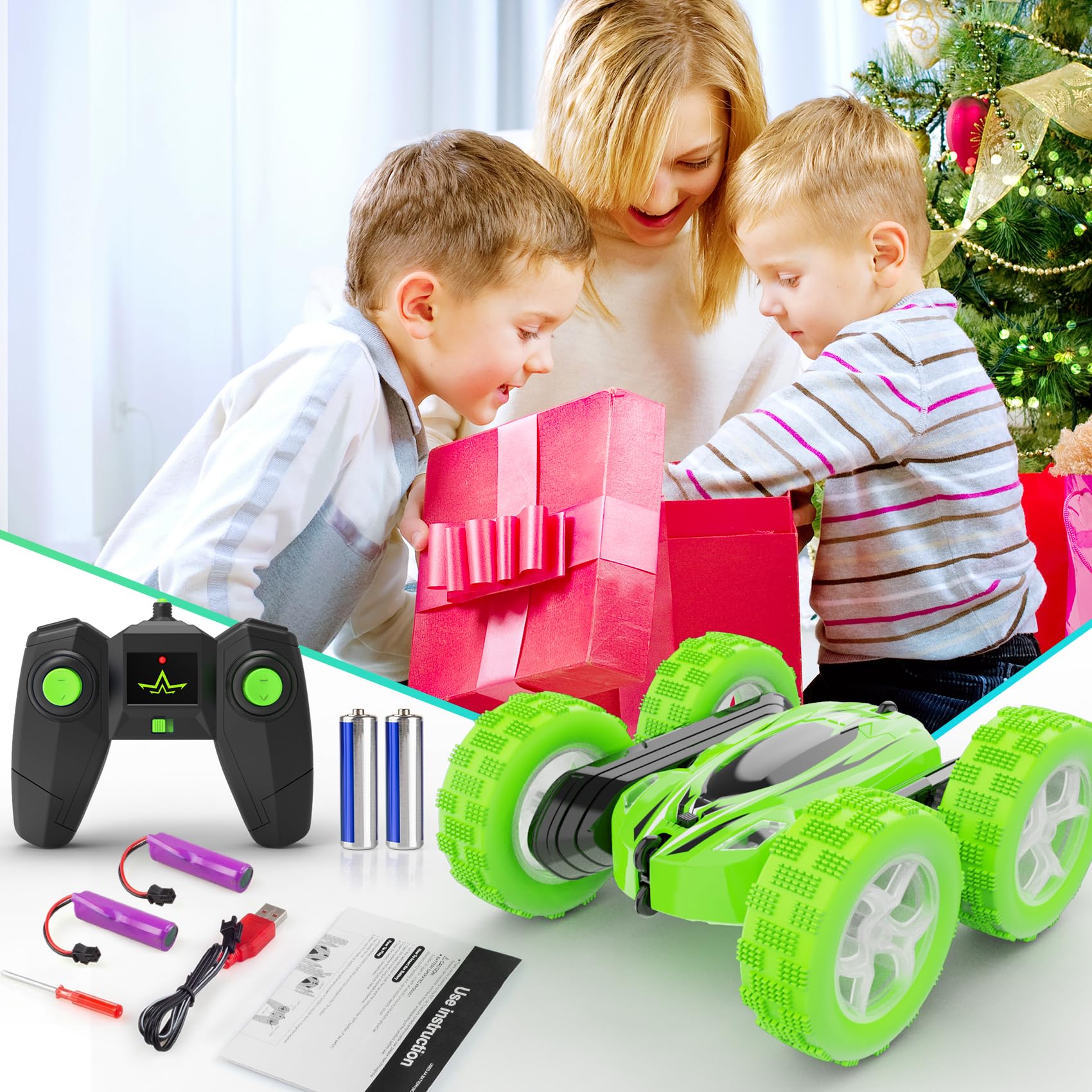 2.4GHz 4WD Fast Remote Control Car - 360° Rotating Monster Truck RC Toy for Kids | High Speed Off-Road Vehicle for Boys & Girls | Perfect for Indoor Play, Backyard Racing & Birthday Gifts