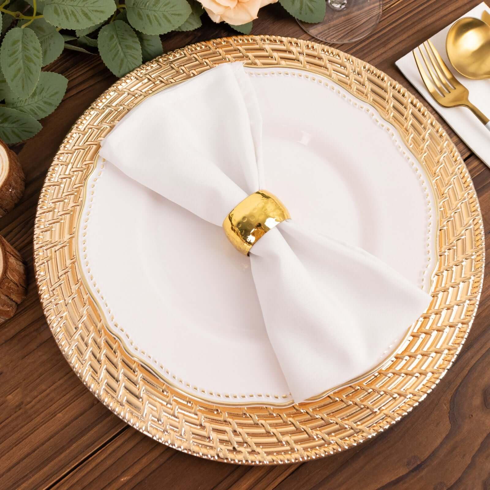 Efavormart 6 Pack Metallic Gold Swirl Rattan Acrylic Charger Plates - 13